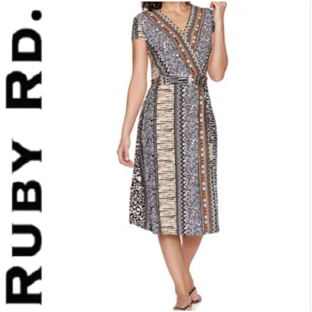 SALE Ruby Rd. | "on safari" animal print midi dress